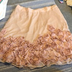 Talbot’s blush silk flower skirt with side zip size 16